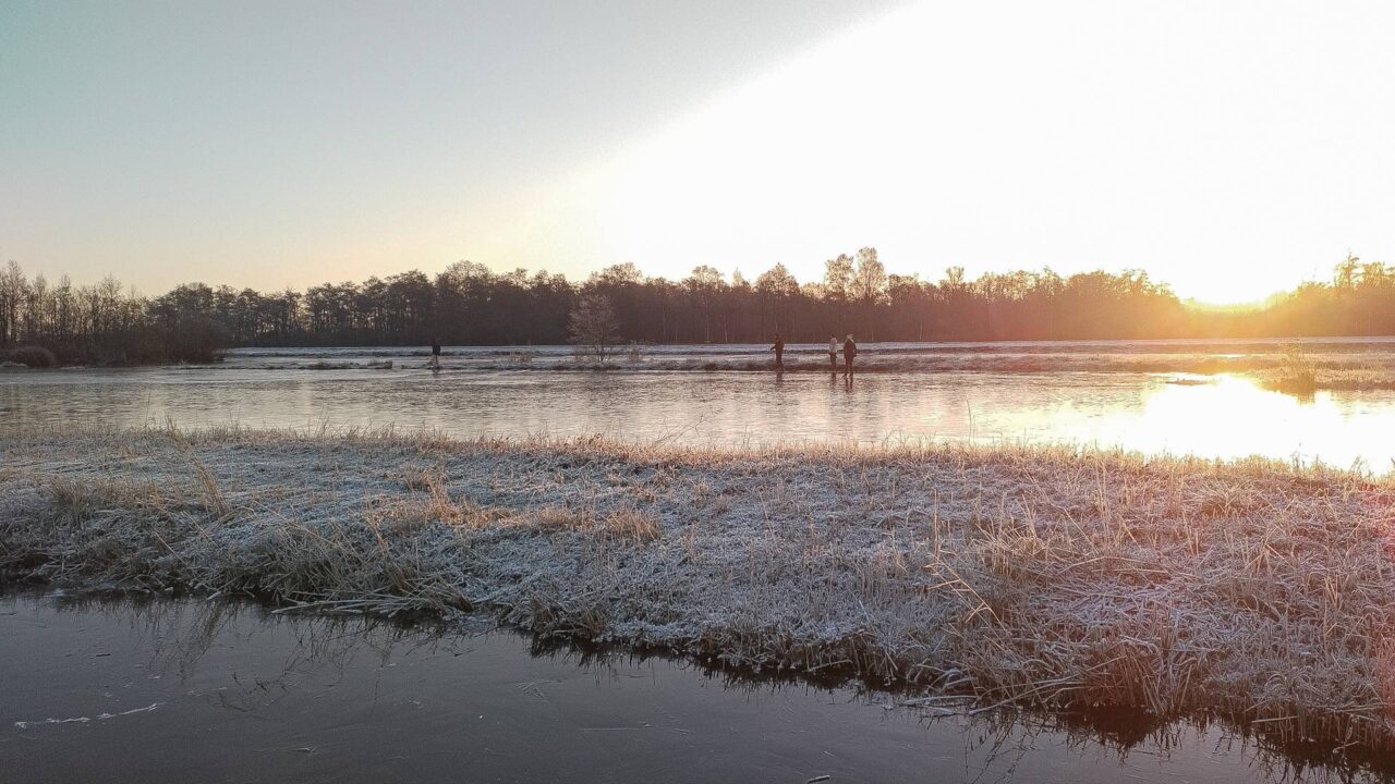 Schaatsers in de polder