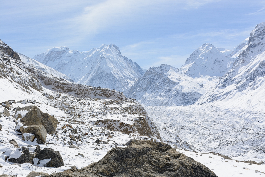 Langs de Kanchenjunga gletsjer